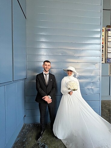 s Beden beyaz Renk Nikah elbisesi tesettür