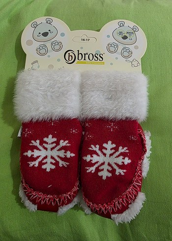 Kız Çocuk Kırmızı Örgü Sıcak Ev Terliği - Görsel 2