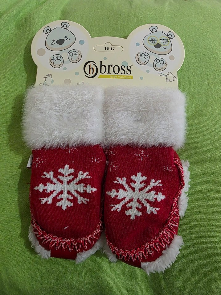 Kız Çocuk Kırmızı Örgü Sıcak Ev Terliği - Görsel 2