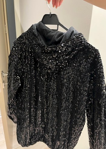 Siyah Pul Payetli Kadın Sweatshirt - Görsel 2