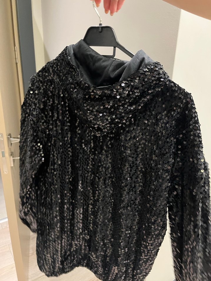 Siyah Pul Payetli Kadın Sweatshirt - Görsel 2