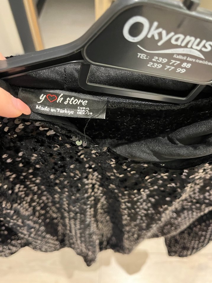 Siyah Pul Payetli Kadın Sweatshirt - Görsel 3