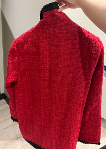 Parizyen Stil Kırmızı Düğmeli Kadın Blazer - Görsel 2