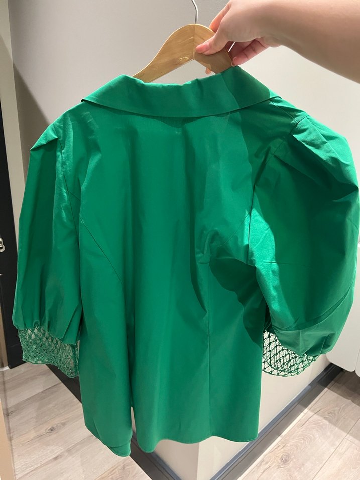 Yeşil Drapeli Uzun Kollu Mini Kadın Gömlek - Görsel 2