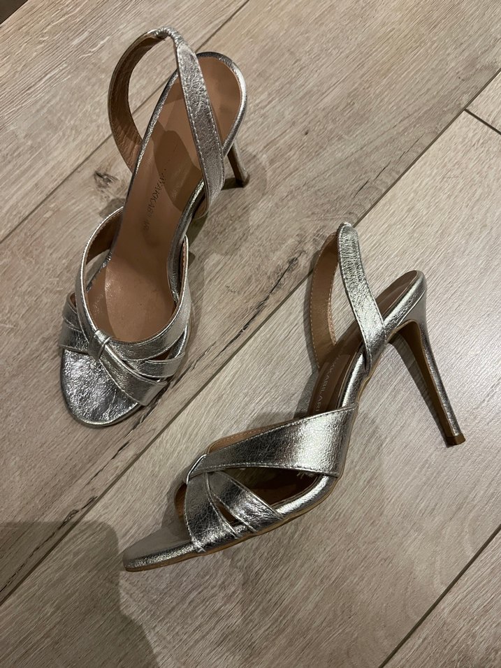 Gri Metalik Topuklu Kadın Akşam Ayakkabısı - Görsel 2