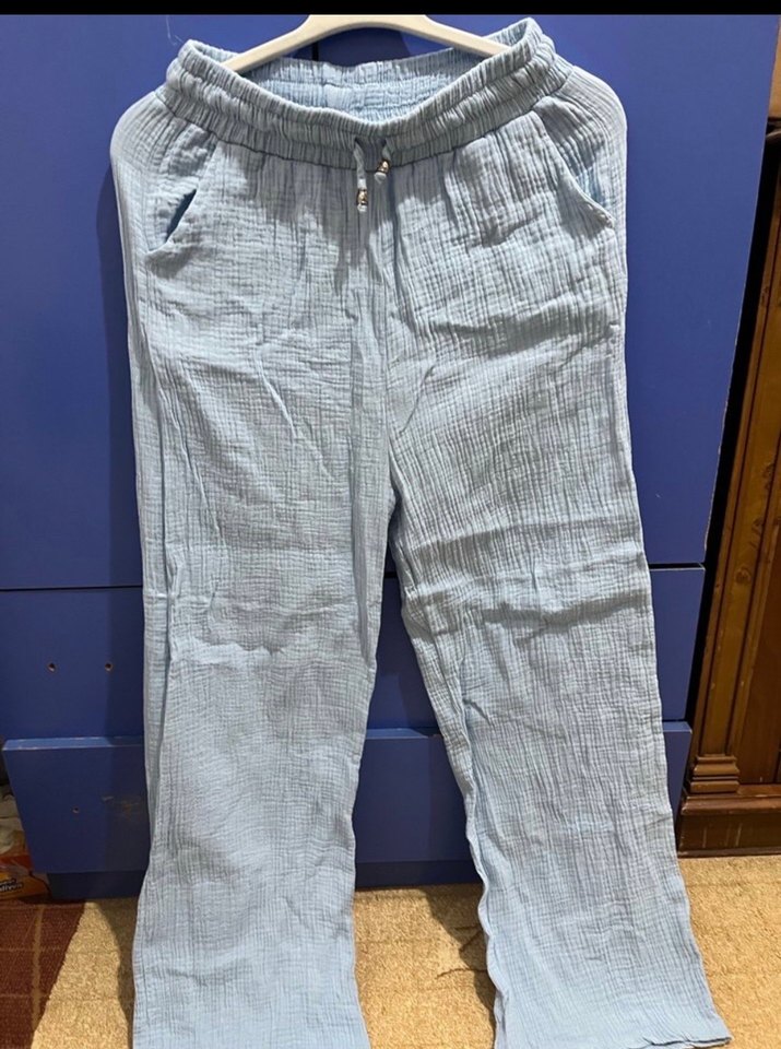 Gri Kadın Keten Rahat Kesim Pantolon - Görsel 3