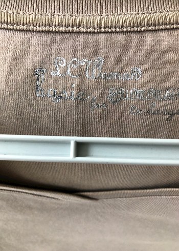 Bej V Yaka Keten Kadın Tişört - Görsel 4