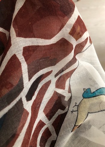 Bohem Tarzı Kahverengi Desenli Kadın Şal - Görsel 2