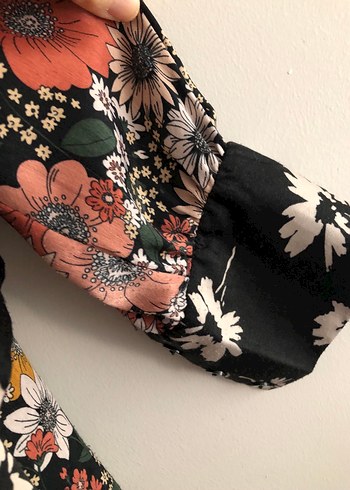 Çiçek Desenli, kuşaklı Bohem Uzun Kollu Bluz - Görsel 4