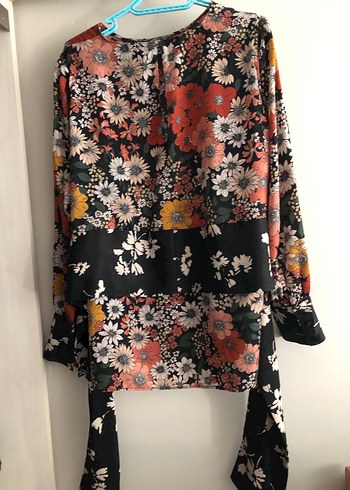 Çiçek Desenli, kuşaklı Bohem Uzun Kollu Bluz - Görsel 2