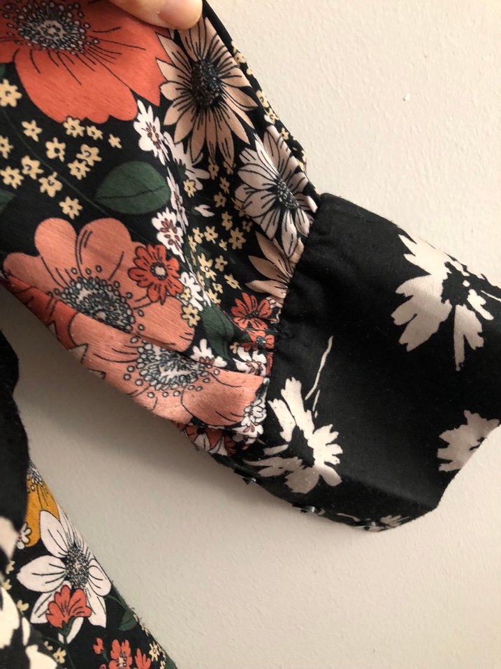 Çiçek Desenli, kuşaklı Bohem Uzun Kollu Bluz - Görsel 4