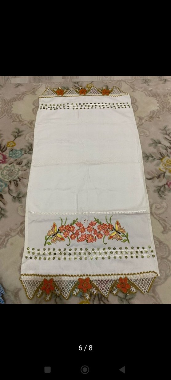Nakışlı Beyaz Havlu - Görsel 3