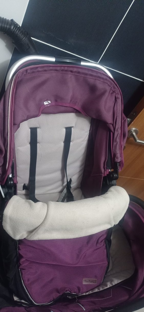 Mor ve gri bebek arabası - Görsel 3