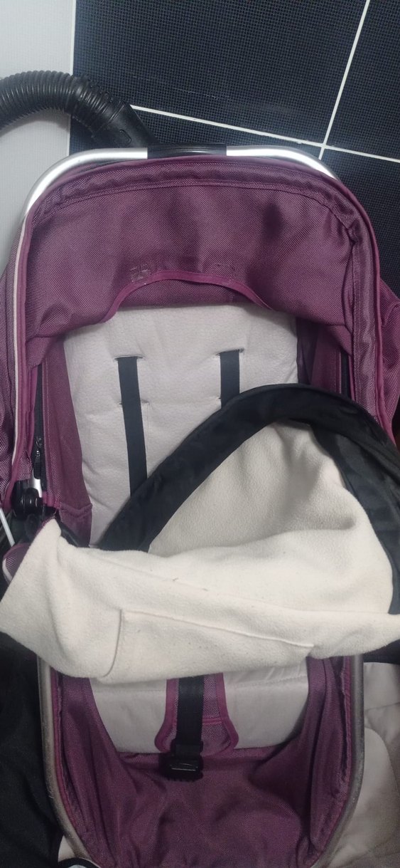 Mor ve gri bebek arabası - Görsel 5