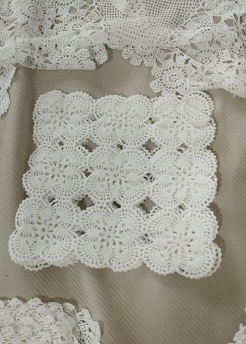 Bohem Tarzı El Yapımı Beyaz Dantel Örtüler - Görsel 12