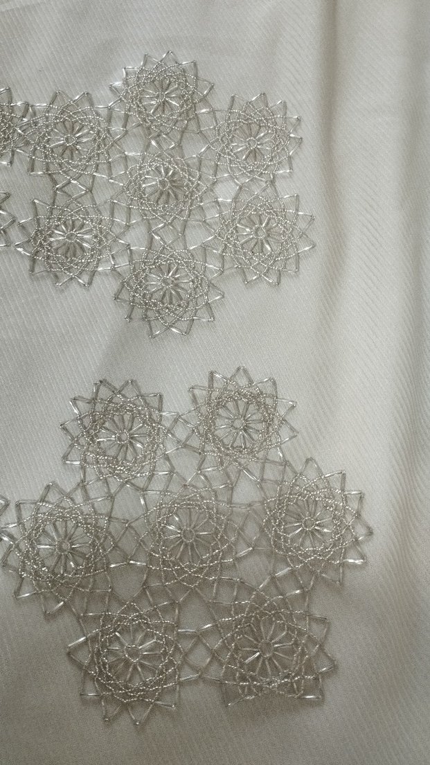 Bohem Gümüş Renkli İşlemeli Dantel - Görsel 3