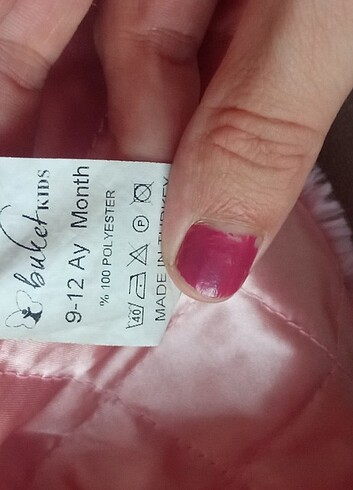 9-12 Ay Beden pembe Renk Kapitoneli ceket