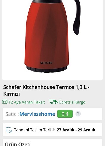Beden kırmızı Renk Schafer termos