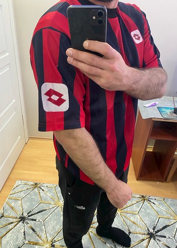 Kırmızı Siyah Çizgili  Lotto ünisex forma - Görsel 4