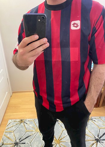 Kırmızı Siyah Çizgili  Lotto ünisex forma - Görsel 3