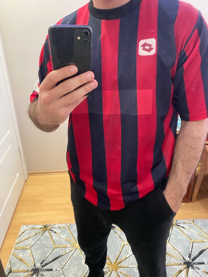 Kırmızı Siyah Çizgili  Lotto ünisex forma - Görsel 3