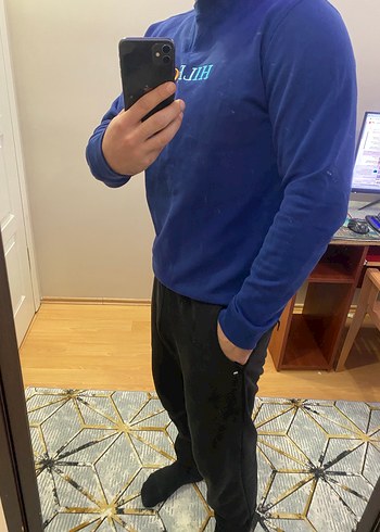 Renkli Nakışlı Mavi Erkek Sweatshirt Tommy hilfiger - Görsel 3