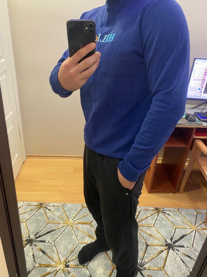 Renkli Nakışlı Mavi Erkek Sweatshirt Tommy hilfiger - Görsel 3