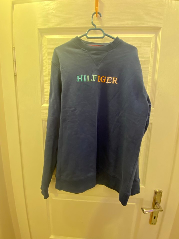 Renkli Nakışlı Mavi Erkek Sweatshirt Tommy hilfiger - Görsel 2