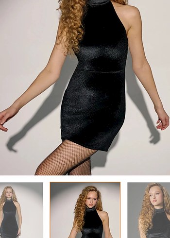 Halter Yaka Kadife Bodycon Mini elbise