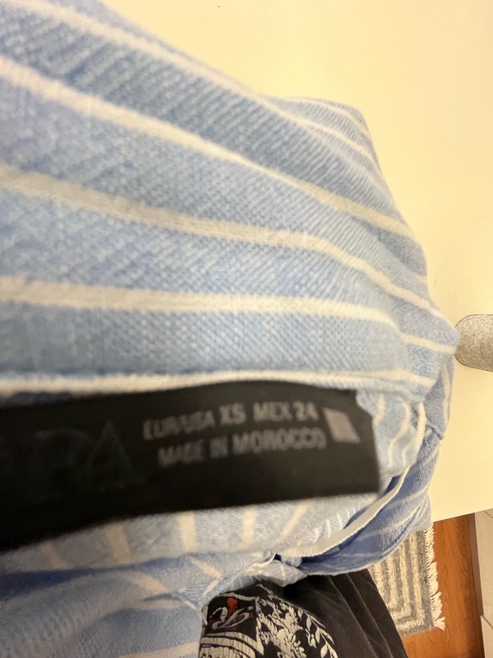 Zara Mavi Çizgili Oversize Gömlek - Görsel 5