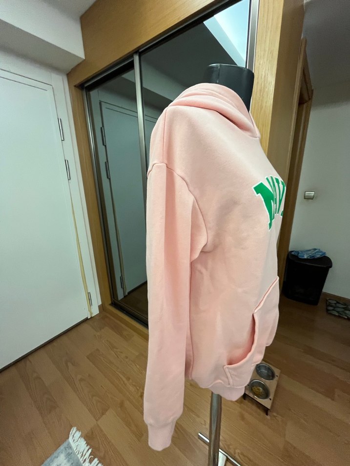 Mavi Baskılı Kapüşonlu Pembe Sweatshirt - Görsel 3