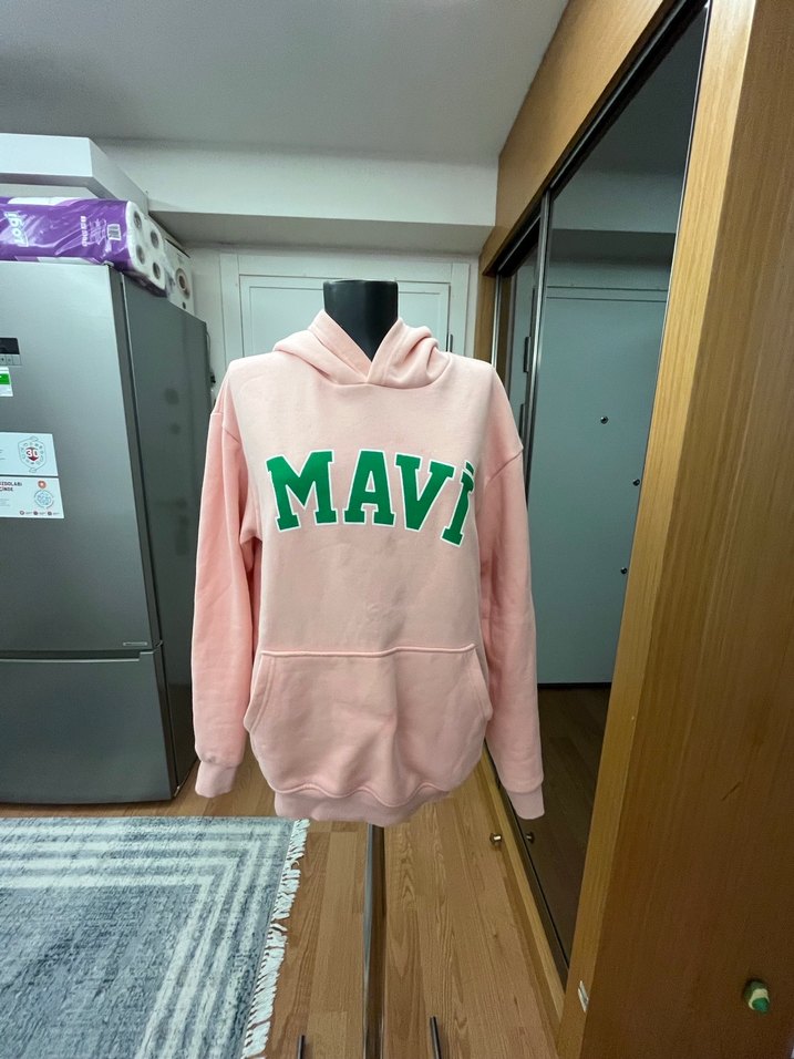 Mavi Baskılı Kapüşonlu Pembe Sweatshirt - Görsel 2