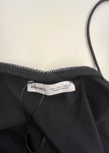 Bershka Siyah V Yaka Uzun Askılı Elbise - Görsel 3