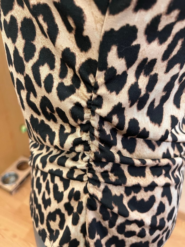 H&M Leopar Desenli Drapeli Kadın Bluz - Görsel 3