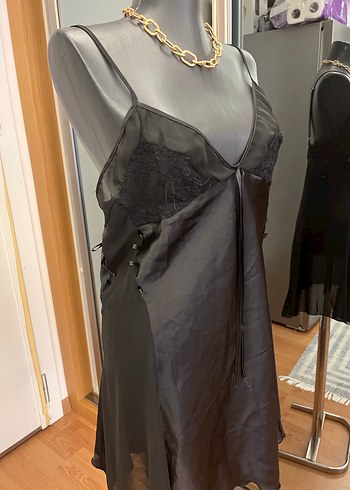 Siyah Saten Gecelik - Görsel 2