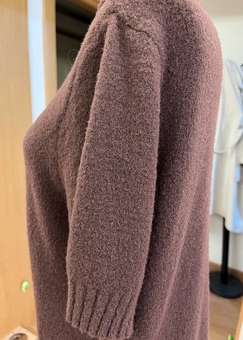 Kahverengi Kısa Kollu Triko Kadın Kazak - Görsel 3