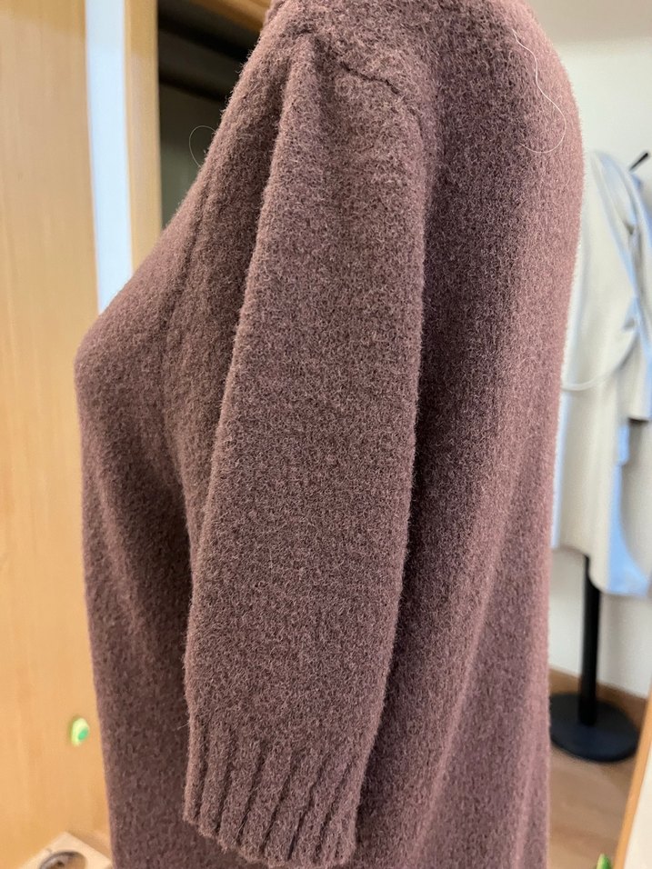 Kahverengi Kısa Kollu Triko Kadın Kazak - Görsel 3