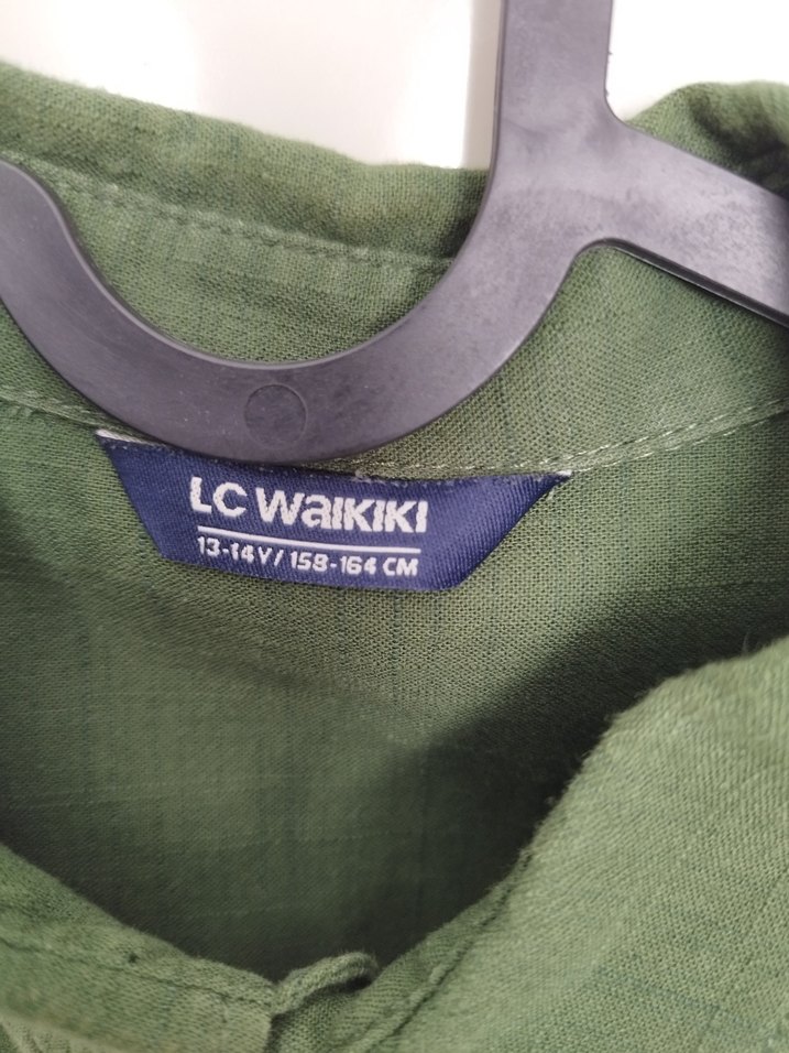 Erkek Yeşil Keten Düğmeli Uzun Kollu Gömlek - Görsel 2