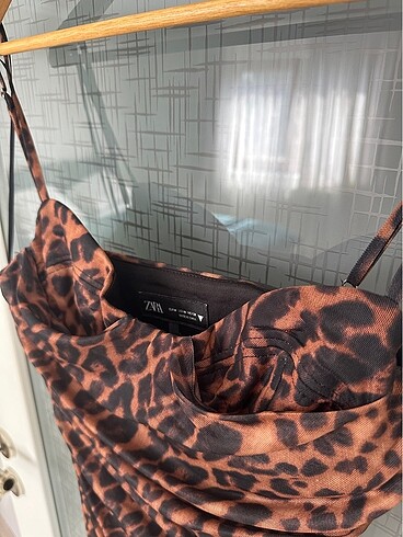Zara Zara Leopar Tül Elbise