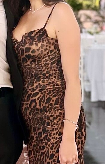 38 Beden Zara Leopar Tül Elbise