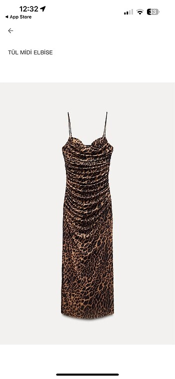 38 Beden çeşitli Renk Zara Leopar Tül Elbise
