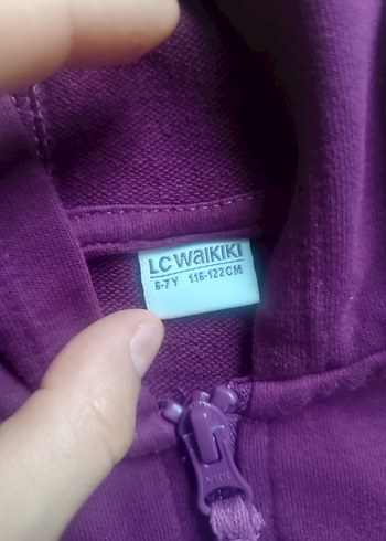 Kız Çocuk Mor Kapüşonlu Fermuarlı Sweatshirt - Görsel 3