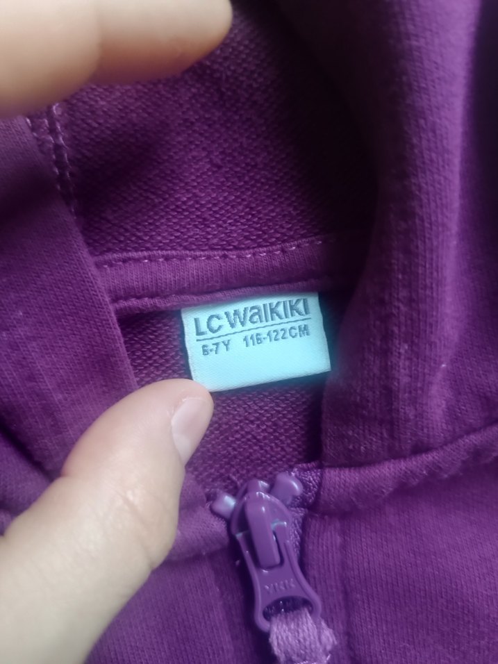 Kız Çocuk Mor Kapüşonlu Fermuarlı Sweatshirt - Görsel 3