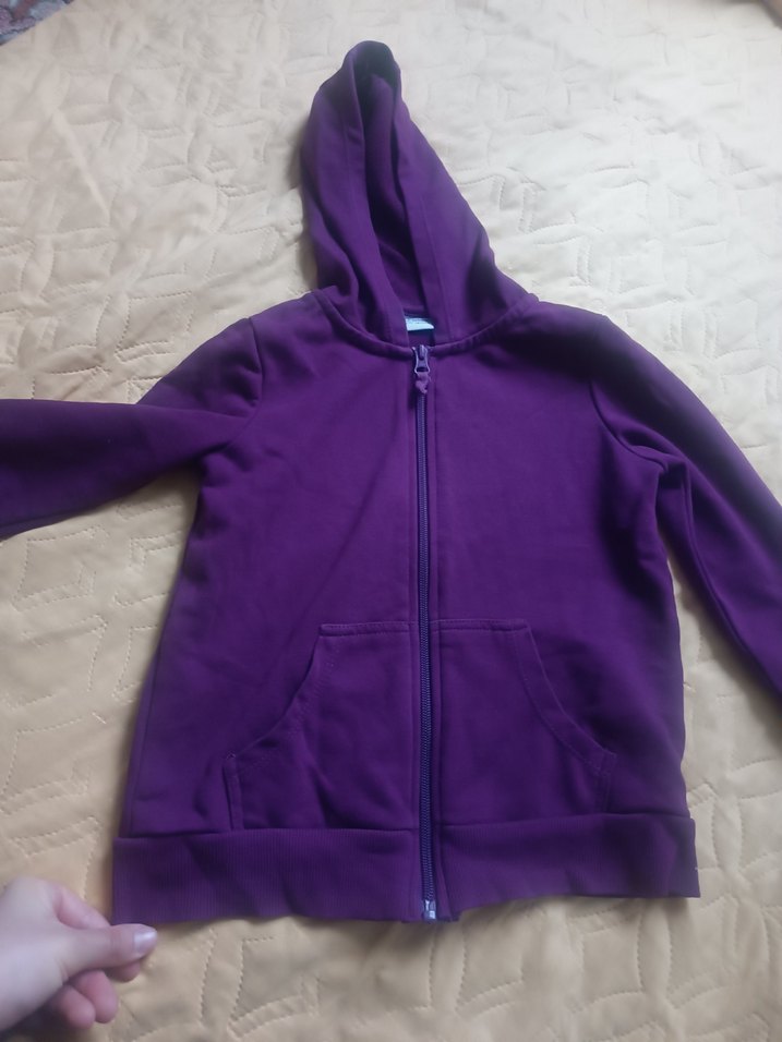 Kız Çocuk Mor Kapüşonlu Fermuarlı Sweatshirt - Görsel 2