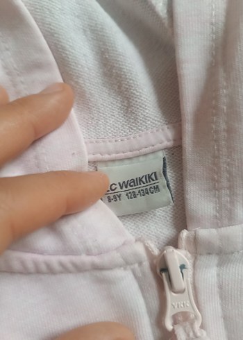 Kız Çocuk Fermuarlı Beyaz Sweatshirt - Görsel 4