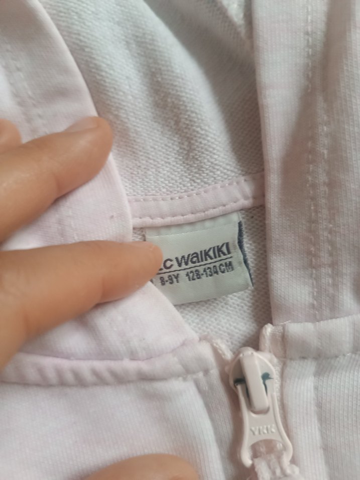 Kız Çocuk Fermuarlı Beyaz Sweatshirt - Görsel 4