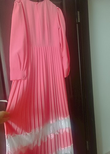 Pembe Piliseli Uzun Kollu Elbise - Görsel 5