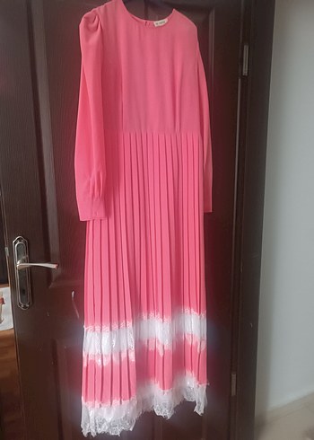 Pembe Piliseli Uzun Kollu Elbise - Görsel 2