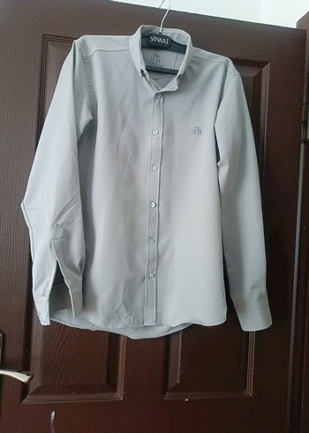 Gri Uzun Kollu Düğmeli Erkek Gömlek - Görsel 2