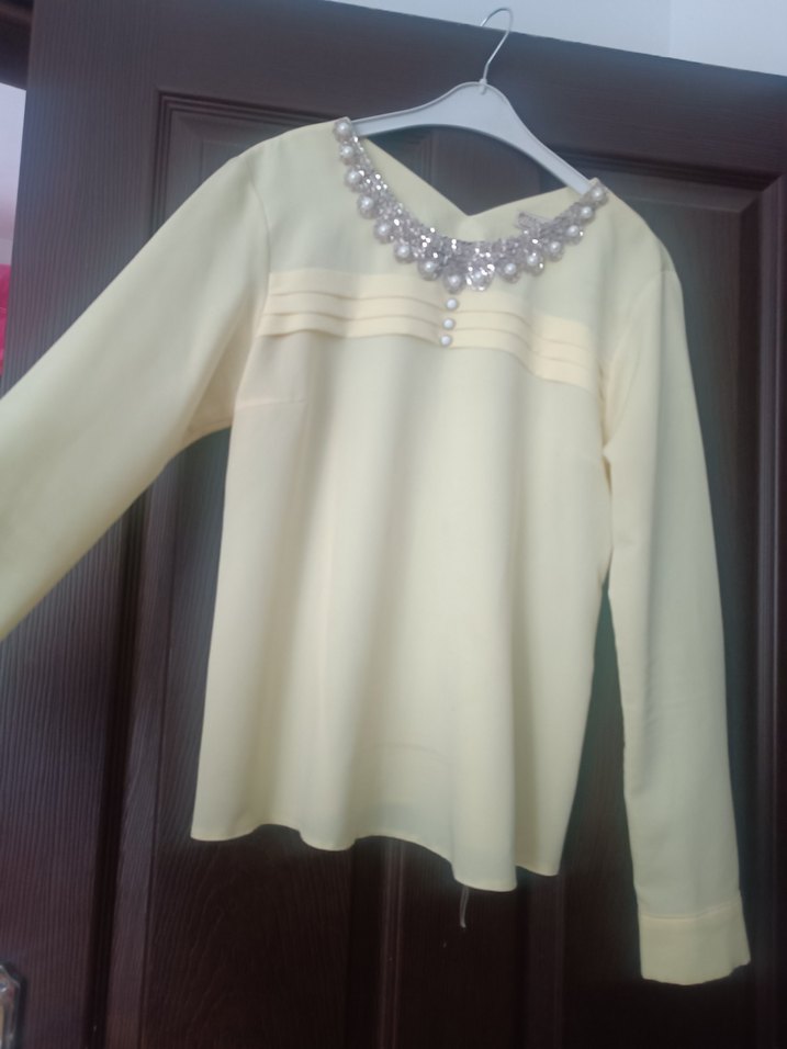 İnci Detaylı Uzun Kollu Beyaz Bluz - Görsel 2